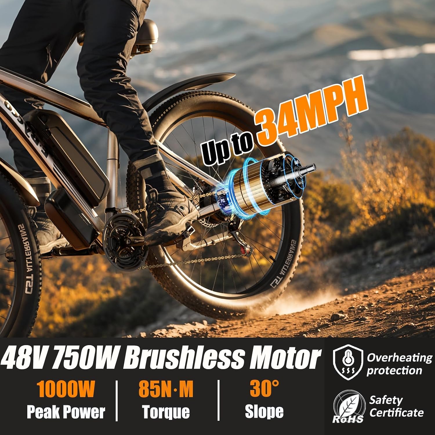 E·Bycco 29' Electric Bike for Adults, 48V 17.5AH, 1000W Peak Electric Mountain Bikes, 21-Speed Pedal Assist Ebikes, 34MPH 80 Miles Long Range Waterproof Commuter Electric Bicycle for Large Men