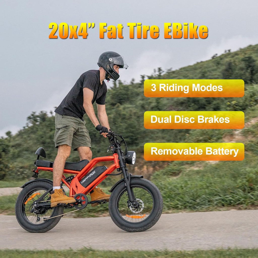 HAPPYRUN 1500W Electric Bike for Adults, 48V 18Ah Removable Battery, 20' Fat Tire E-Bike, 32MPH & 68+ Miles Range, 7-Speed Transmission, All-Terrain Mountain Ebike for Men & Women