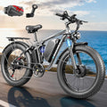 Dual Motor Ebike for Adults, Peak 9000W 52V 34AH Battery, 46MPH Fast Electric Bike for Adults, Up to 105Miles, Hydraulic Disc Brake, Full Suspension, 24' Electric Bicycle for Snow All Terrain