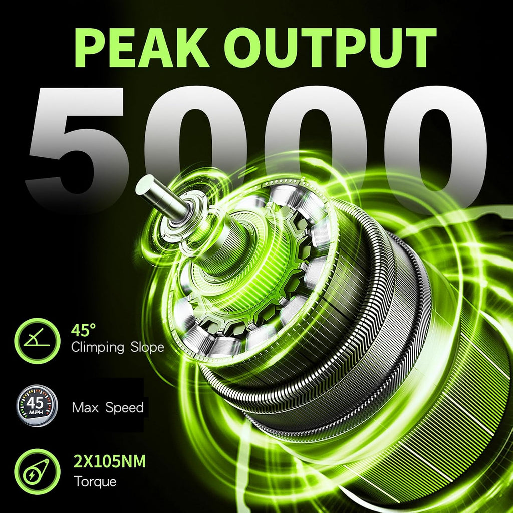 5000w Dual Motor Electric Bicycles, 60V Battery E-Bike with 45 MiIe P-Hour Electric Bike for Adults, 26 Fat Tire Hunting Ebike for All Terrain, Full Suspension Electric Ebike