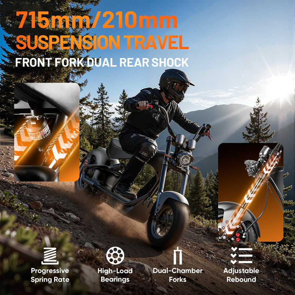 eAhora M1P Electric Motorcycle for Adults, 2000W Motor 37mph, 40+ Miles Range with 60V 30Ah Battery, Full Suspension, Hydraulic Brakes,Street Legal Electric Motorcycle for Commuting