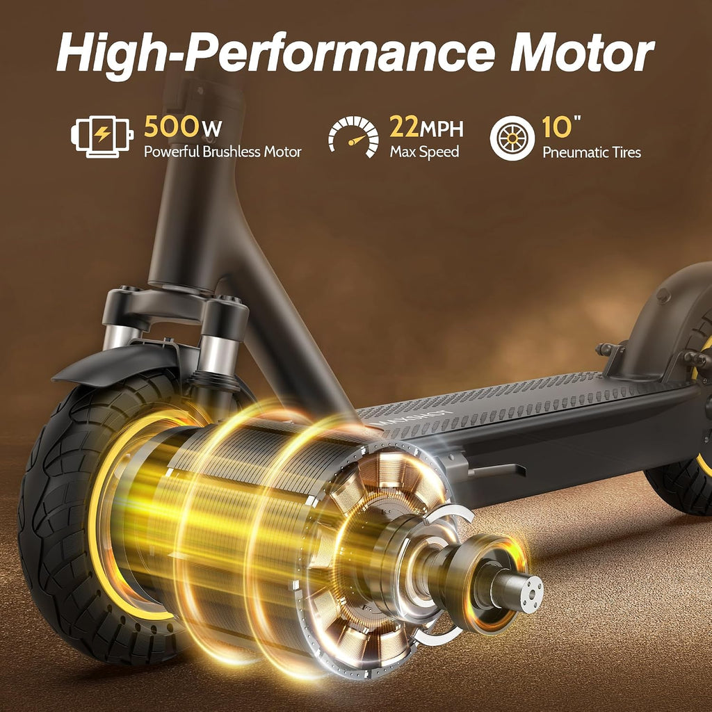MAXSHOT Electric Scooter for Adults, 8.5/10/14' Tires, 19/22Mph, 350W/500W Motor, 21-28 Miles Range, Folding E-Scooter with Dual Suspension,APP Contro