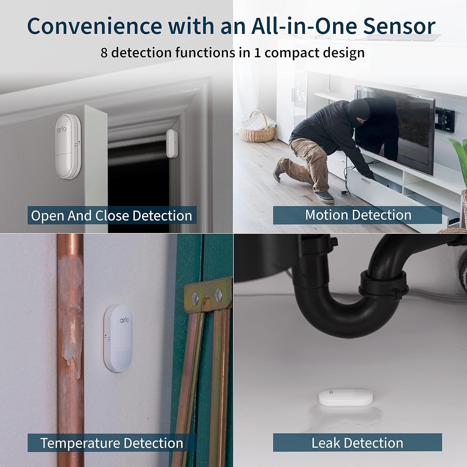 Arlo Home Security System - Alarm System with Wired Keypad Sensor Hub, 5 8-in-1 Sensors & Yard Sign - No Contract Required - DIY Installation - White, SS1501