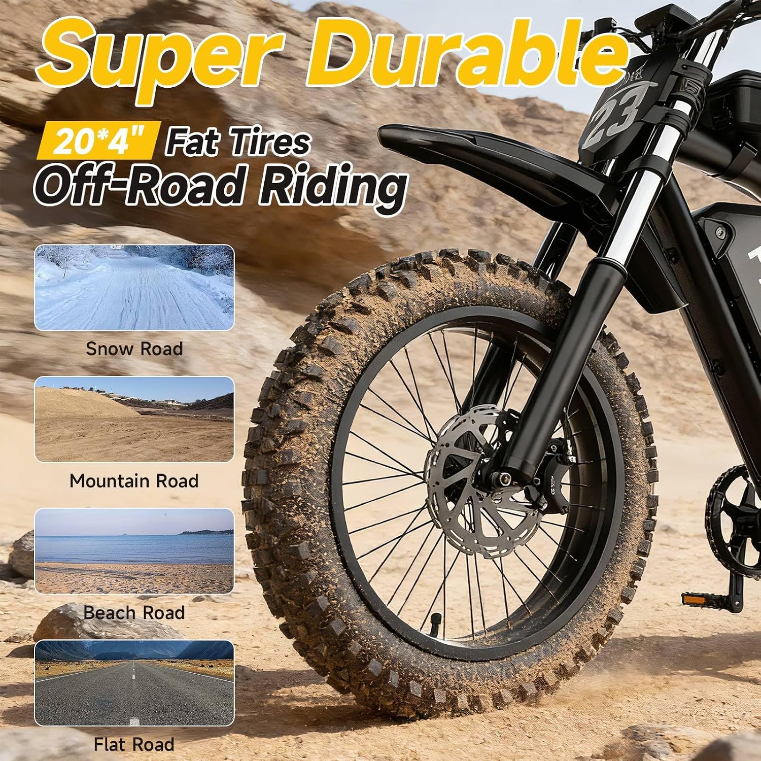HiKeep Electric Bike for Adults - 16/20 Inch Fat Tire Ebike, 750W/Peak 1500W Motor Ebike, 48V15.6AH Detachable Battery, 4 Riding Modes Electric Dirt Bike