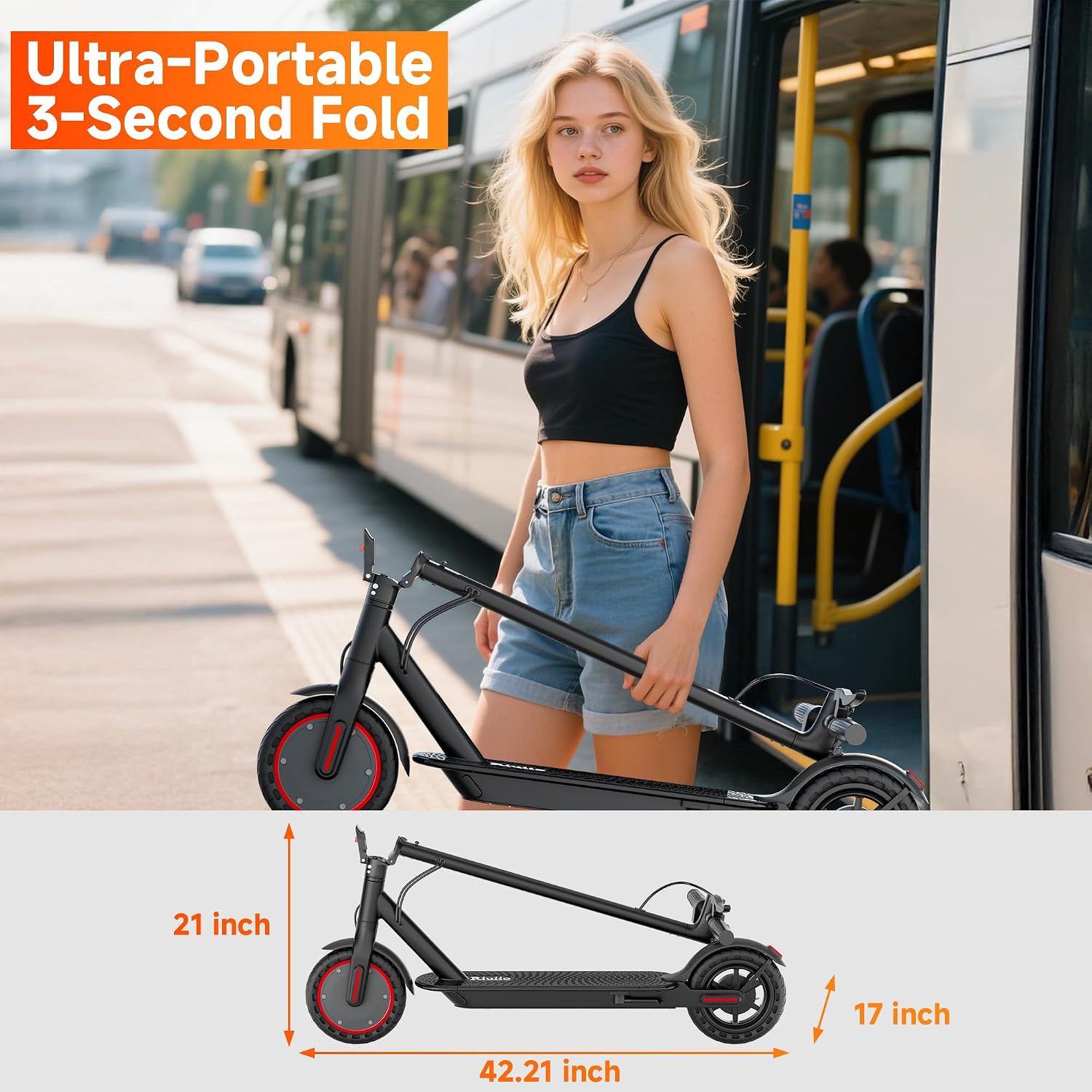 Electric Scooter, 350W-500W Motor, 19 MPH to 22MPH, 15-41 Miles Range, Dual Suspension, Dual Braking, App Control, Foldable Commuter E Scooter for Adults and Teens