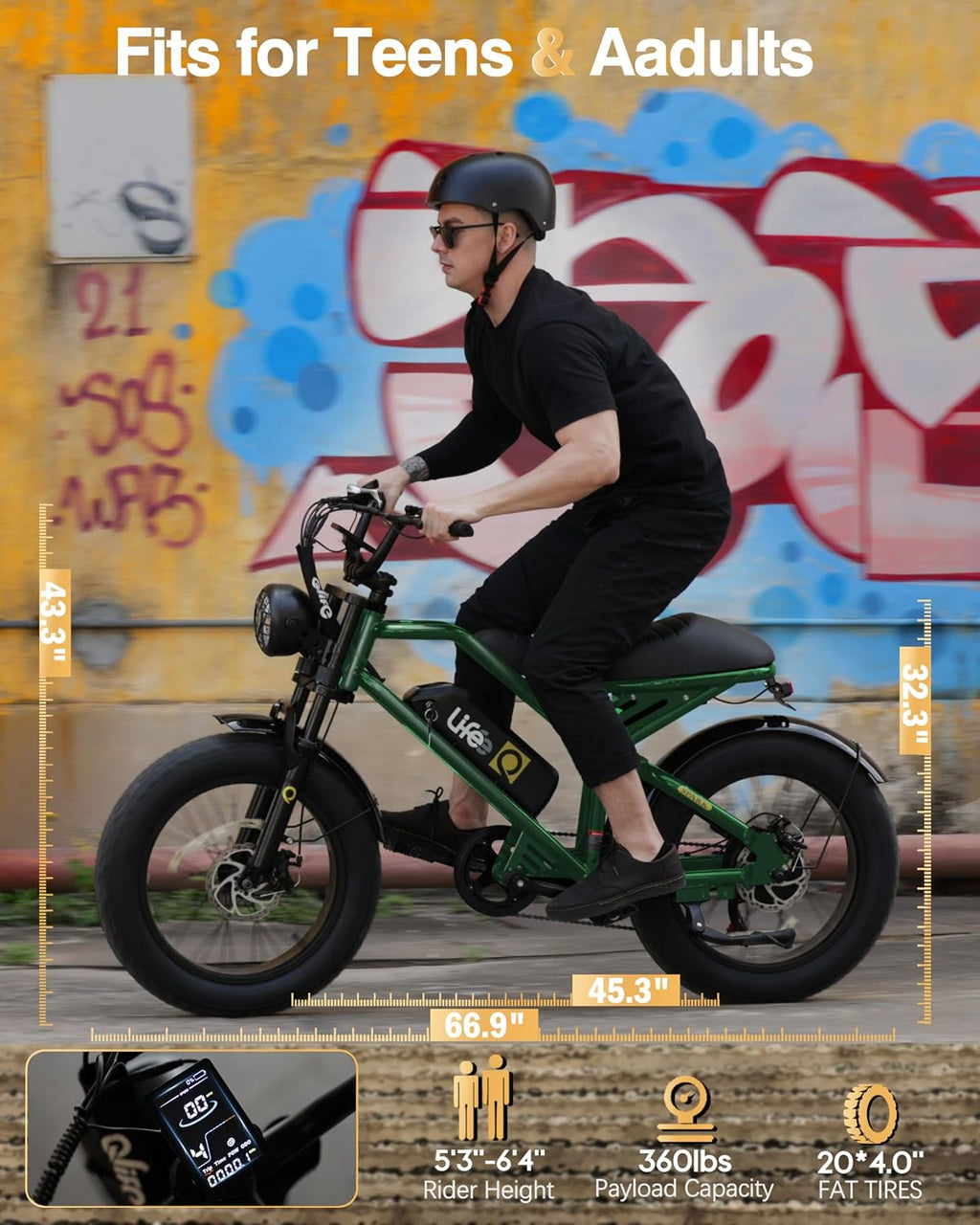 Qlife Electric Bike for Adults/Teens Spark-1500W Peak Motor 20' Fat Tires 28MPH(Unlock to 35MPH) Dirt Bike, 624-1248Wh Removable Battery Ebike, Dual Suspension & Brakes Motorcycle, 21-Speed Bicycle