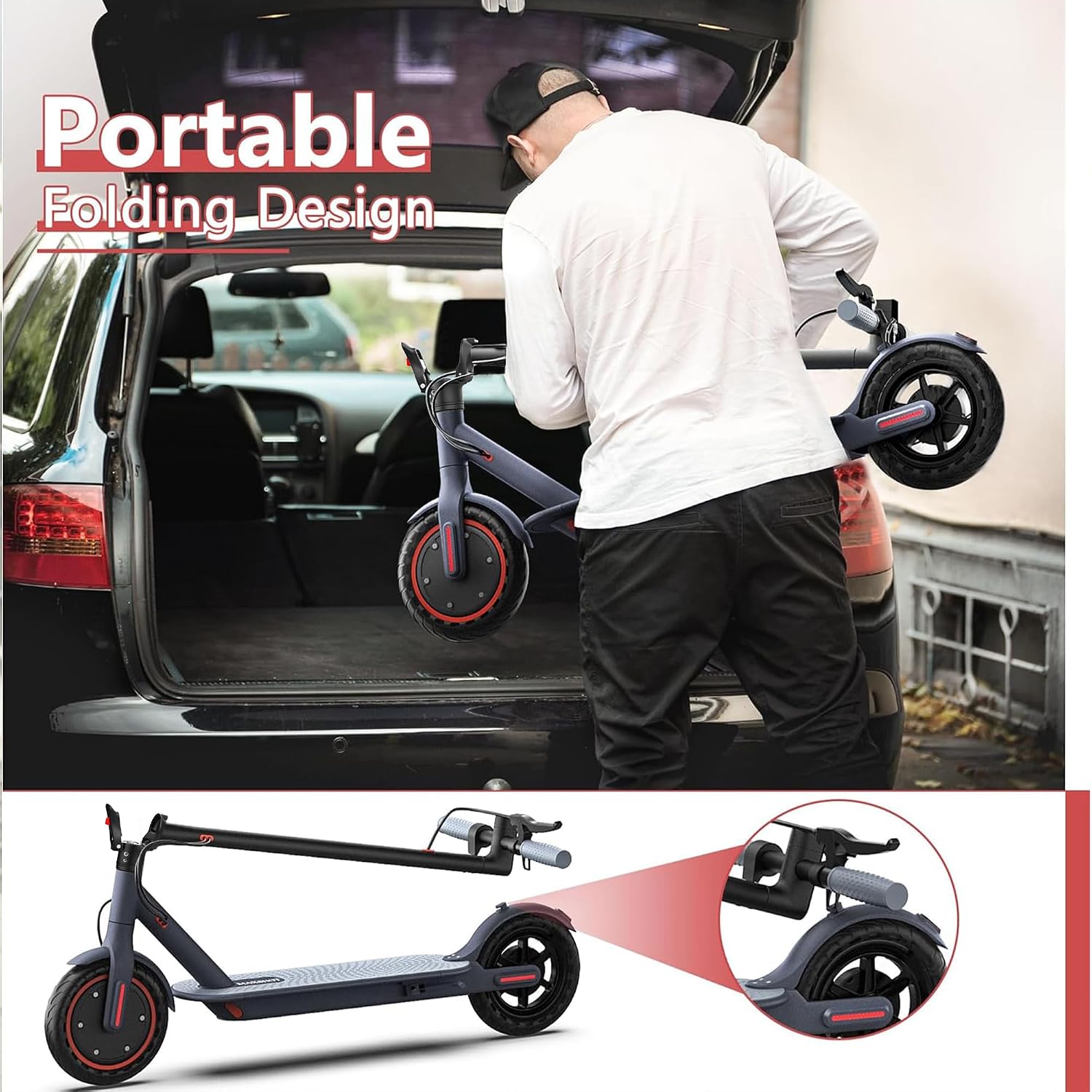 MAXSHOT Electric Scooter for Adults, 8.5/10/14' Tires, 19/22Mph, 350W/500W Motor, 21-28 Miles Range, Folding E-Scooter with Dual Suspension,APP Contro