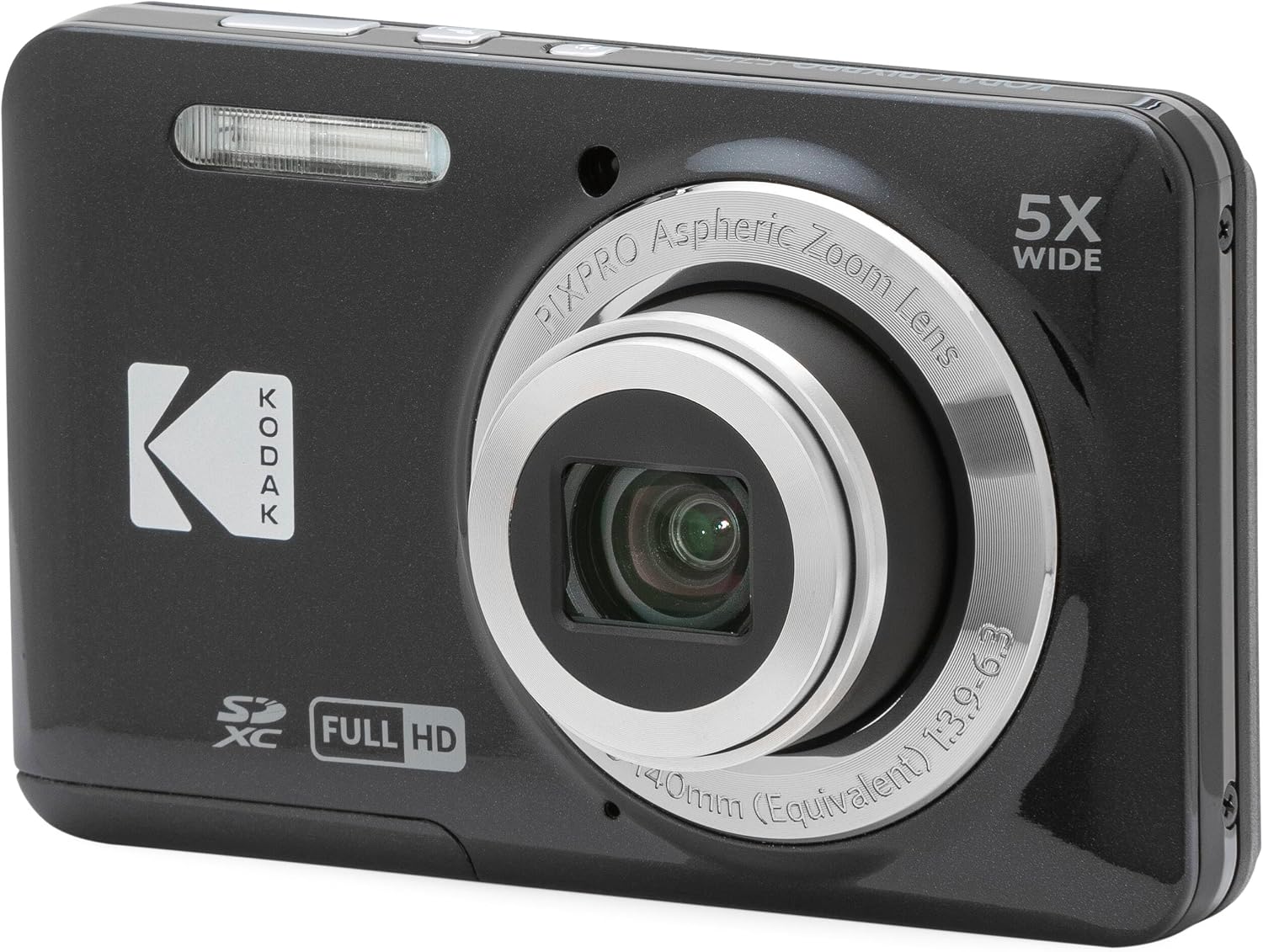 Kodak PIXPRO FZ55 Black 16MP Digital Camera 5X Optical Zoom 28mm Wide Angle 1080P Full HD Video 2.7' LCD Camera + 64GB Card and Reader + Case + Memory Wallet + Tripod + Cleaning Bundle