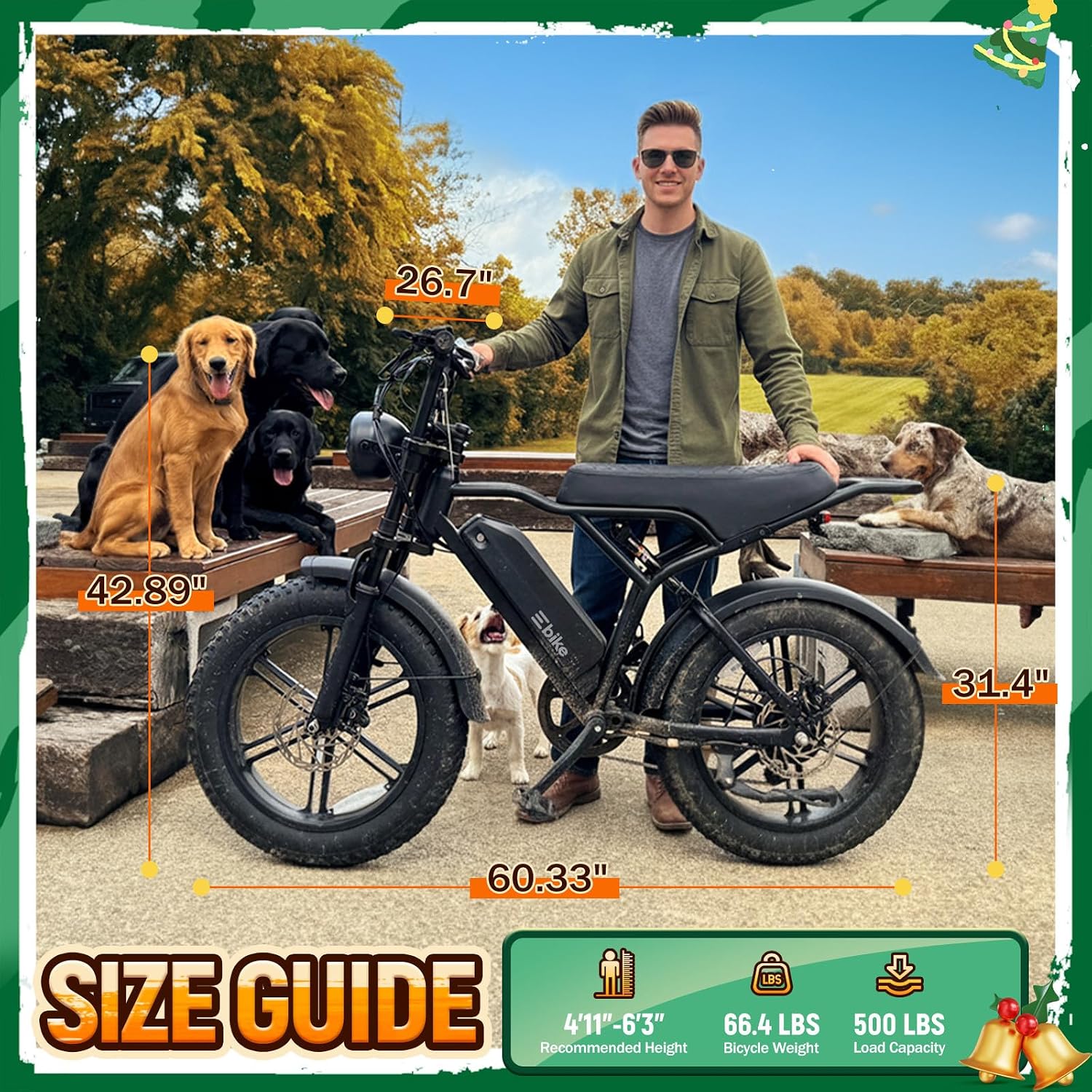 TST Electric Bike for Adults, 1500W Peak Motor 60/100 Miles Fat Tire Ebike with 48V 15Ah/25Ah Removable Battery 20' Fat Tire Electric Dirt Bike Full Suspension and 7-Speed