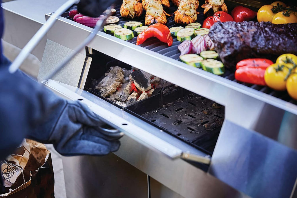 Napoleon Stainless Steel PRO 605 Charcoal Professional BBQ Grill - PRO605CSS - Professional Style Charcoal Barbecue Grill, Full Size Cart Model Charcoal BBQ, Smoker Charcoal BBQ