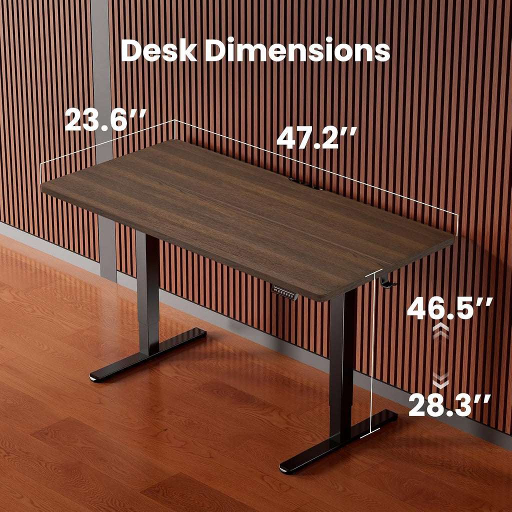 ErGear Height Adjustable Electric Standing Desk, 48 x 24 Inches Sit Stand up Desk, Memory Computer Home Office Desk, Dark Walnut