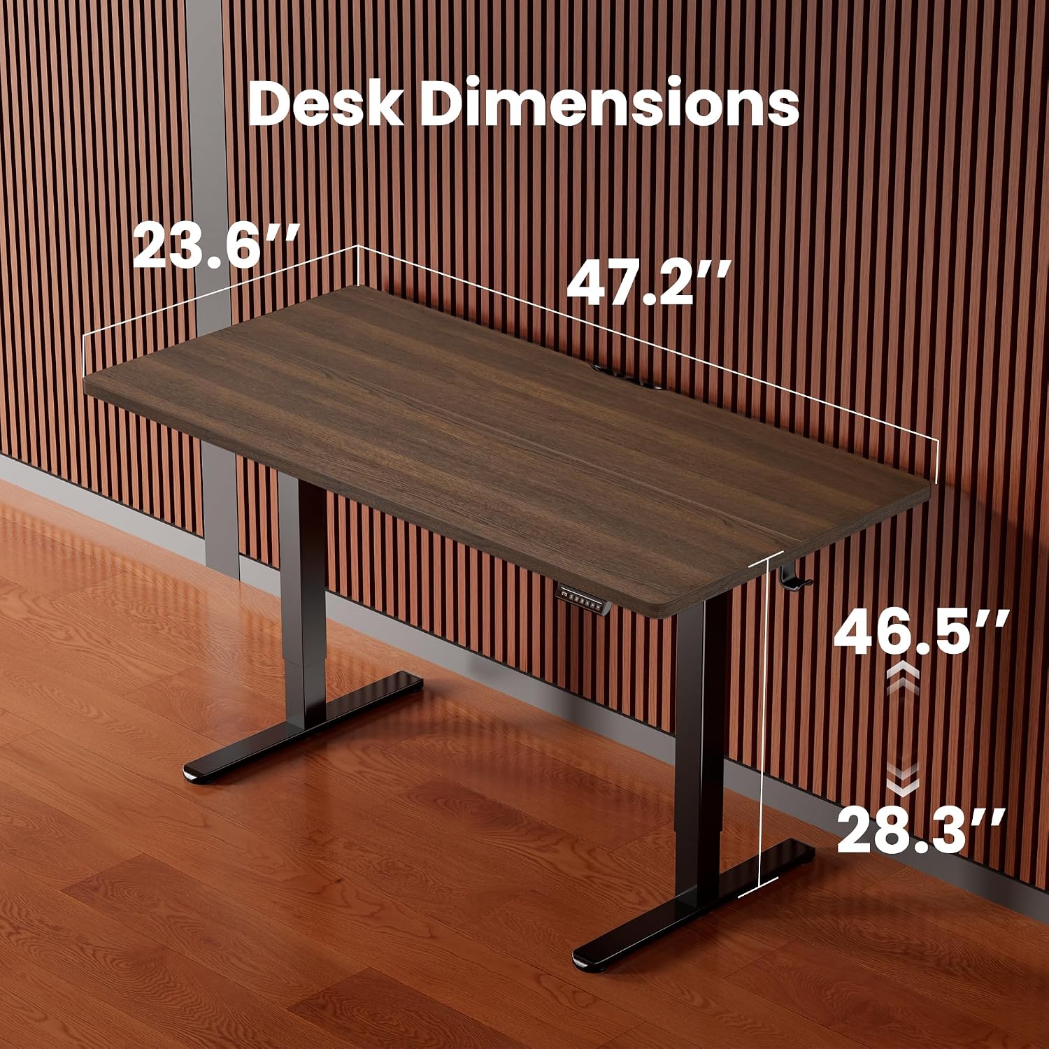ErGear Height Adjustable Electric Standing Desk, 48 x 24 Inches Sit Stand up Desk, Memory Computer Home Office Desk, Dark Walnut