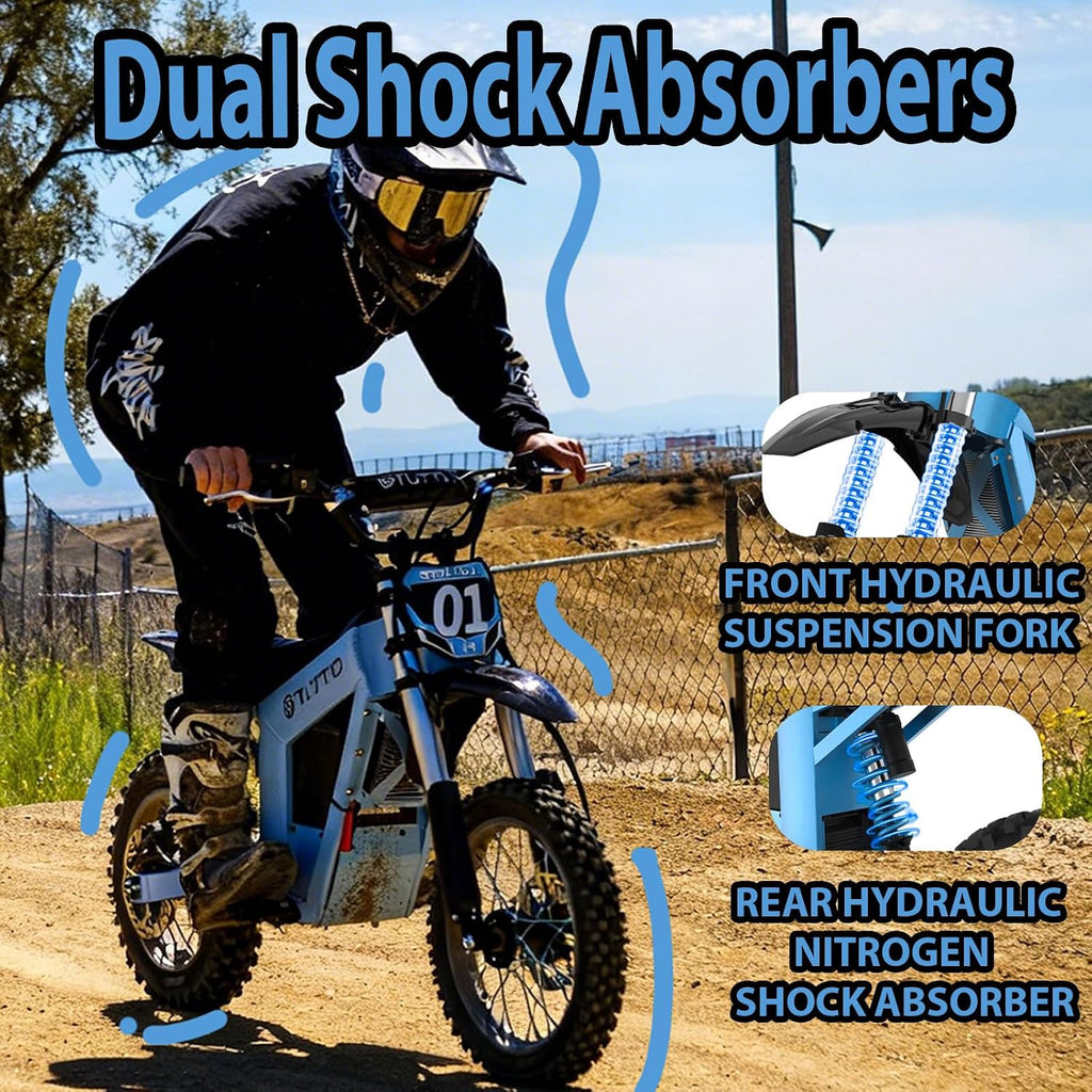 Tuttio Soleil01 / Soleil01-LO Electric Dirt Bike for Teens Adults, 3000W Mid-Drive E-Motorcycle 37MPH 48V 21Ah Battery, 14'/12' Off-Road E-Bike with Full Hydraulic Brakes & Suspensions for Mountain