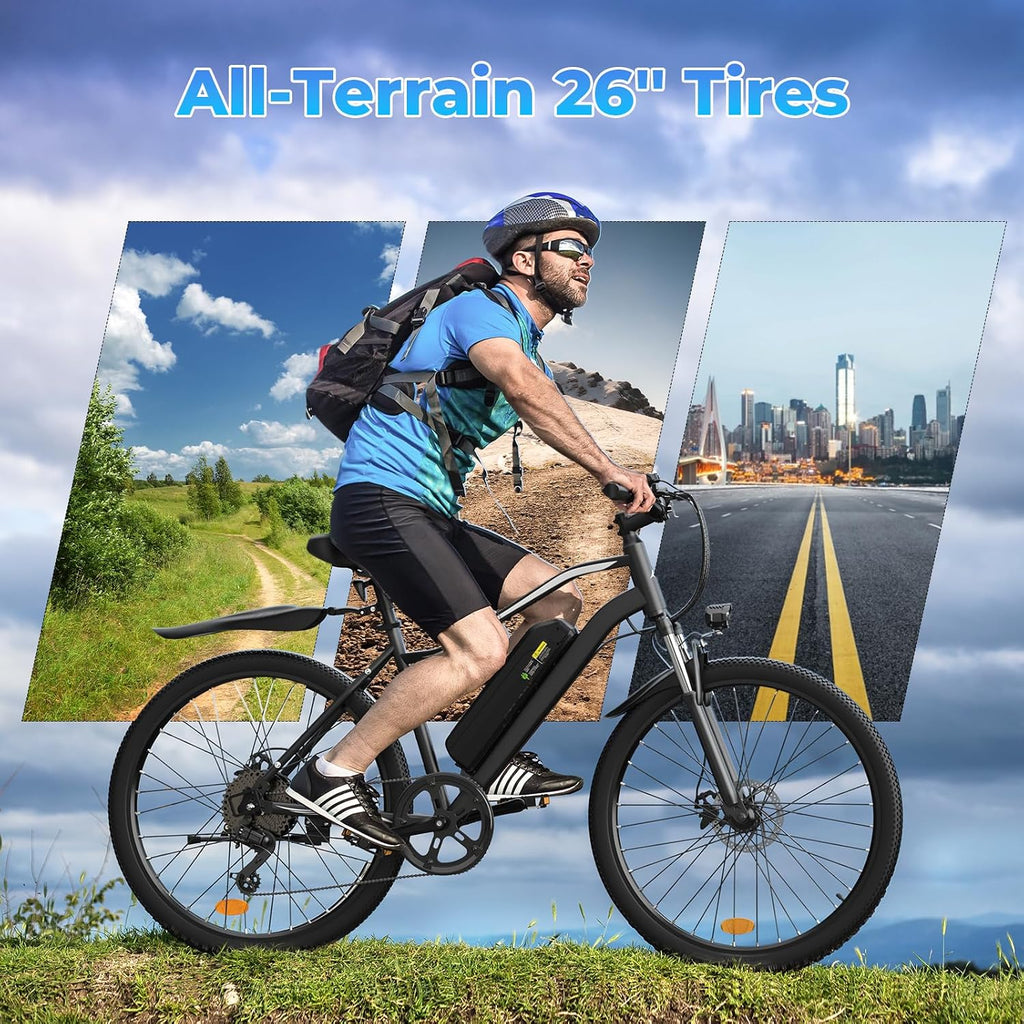 Electric Bike - 750W/1000W/1500W Motor Electric Bicycle, 20MPH, 55/70/80 Miles, Removable Battery, Shock Absorber, 5 Speed E Bike, 26' Tire Commuter Electric Bicycle for Adults