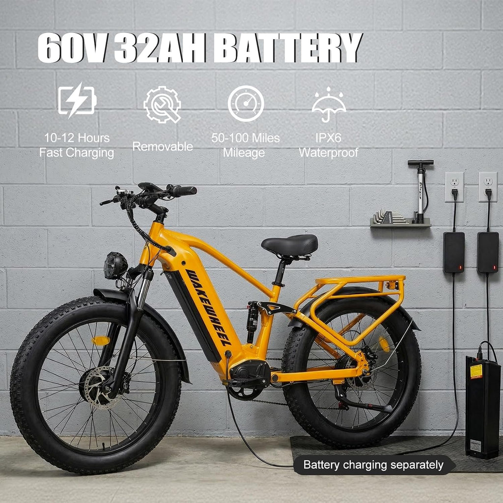 Peak 8000w Electric Bike for Adults, 60V Battery Ebike, Fat Tire & Long Range Electric Bicycles, 210Nm Mountain Bike Full Suspension, Hydraulic Brake Electric Bicycle
