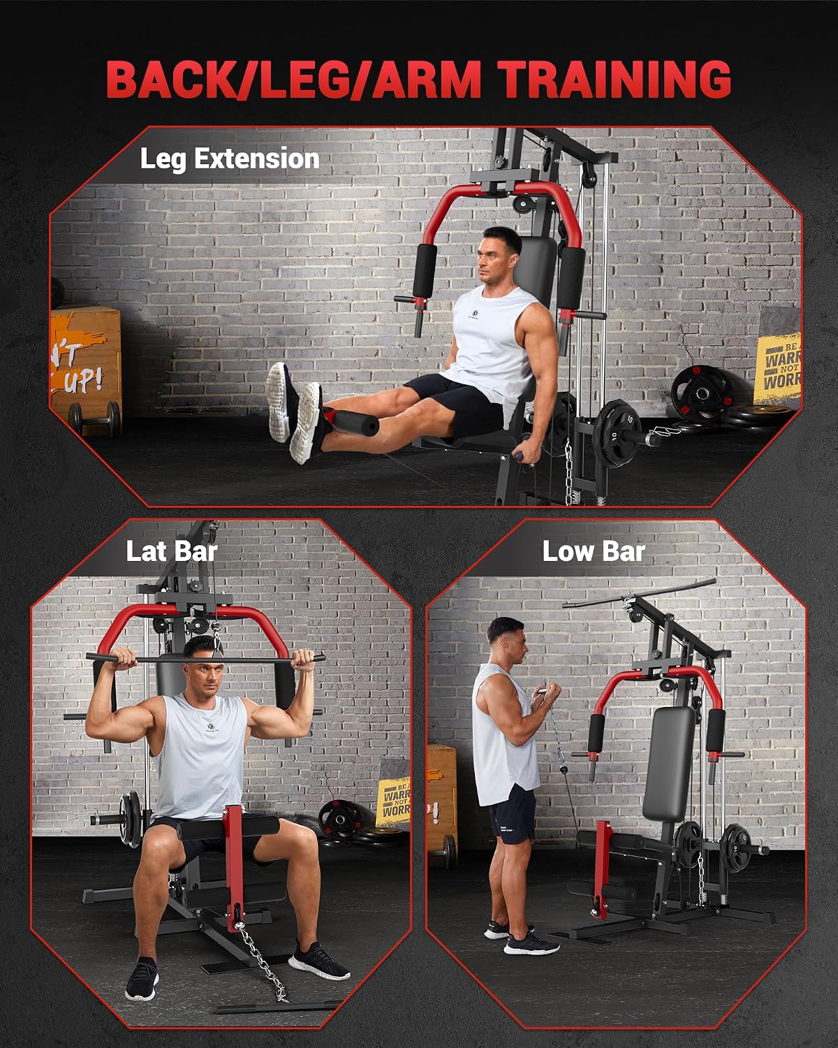 GarveeTech Home Gym Equipment, Workout Weight Machine with Cable Pulley System, 400 LBS Weight Capacity All in One Full Body Exercise Station for Strength Training, Multifunctional Compact Home Gym