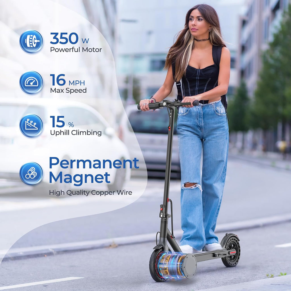 Maxshot Electric Scooter, 8.5' /10' /14' Tire, 16/19/22 Mph Top Speed, 12/16/21/27/28/49/50 Miles Long Range, Folding Escooter for Adults and Kids with Seat Bag, Dual Braking, Dual Suspension, App