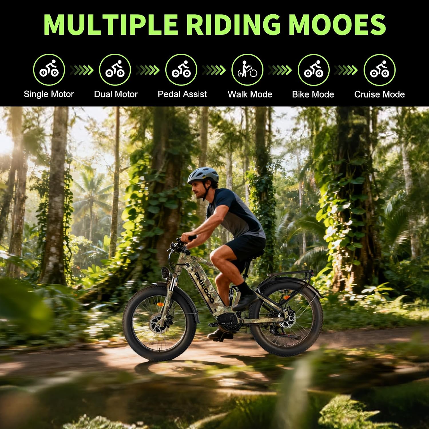 5000w Dual Motor Electric Bicycles, 60V Battery E-Bike with 45 MiIe P-Hour Electric Bike for Adults, 26 Fat Tire Hunting Ebike for All Terrain, Full Suspension Electric Ebike