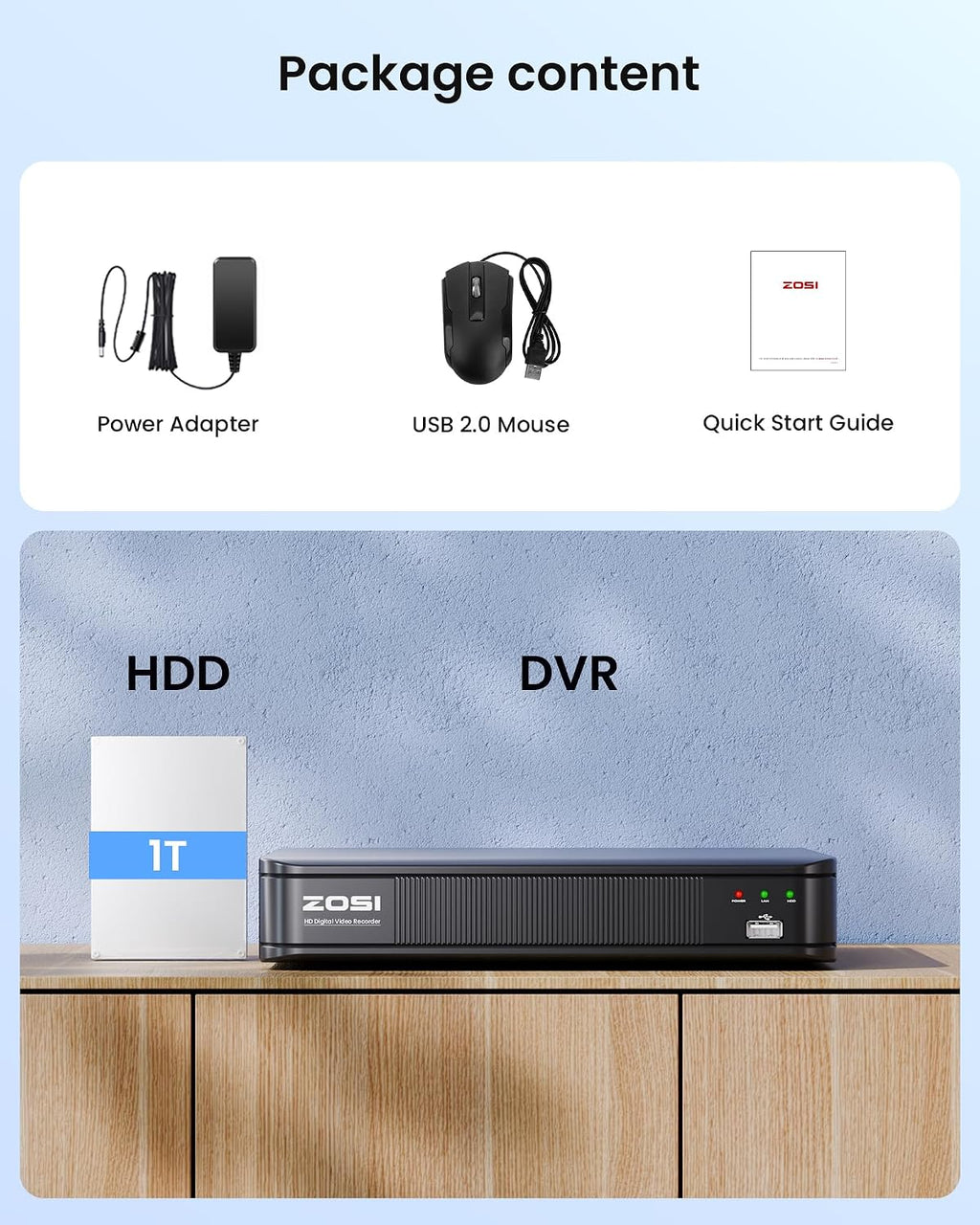 ZOSI 8 Channel H.265+ 1080N DVR for Security Camera, 720p CCTV DVR Recorder Hybrid Capability 4-in-1(Analog/AHD/TVI/CVI) Surveillance System, Motion Detection, Alert Push, Remote Access