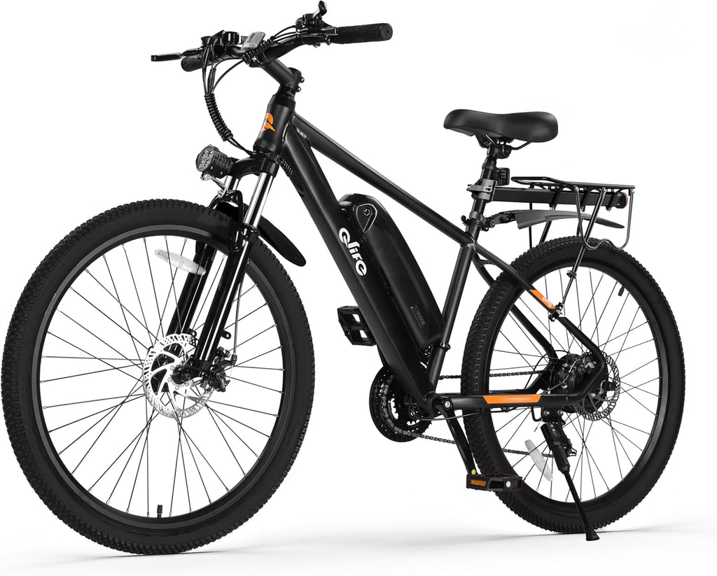 Qlife Racer Electric Bike for Adults - 21-Speed Mountain Lightweight Ebike with Peak 1000W/750W 25MPH/22MPH Brushless Motor, 375Wh Removable Battery, 26X2.1 Tire Step Over E-MTB, Up to 40 Miles