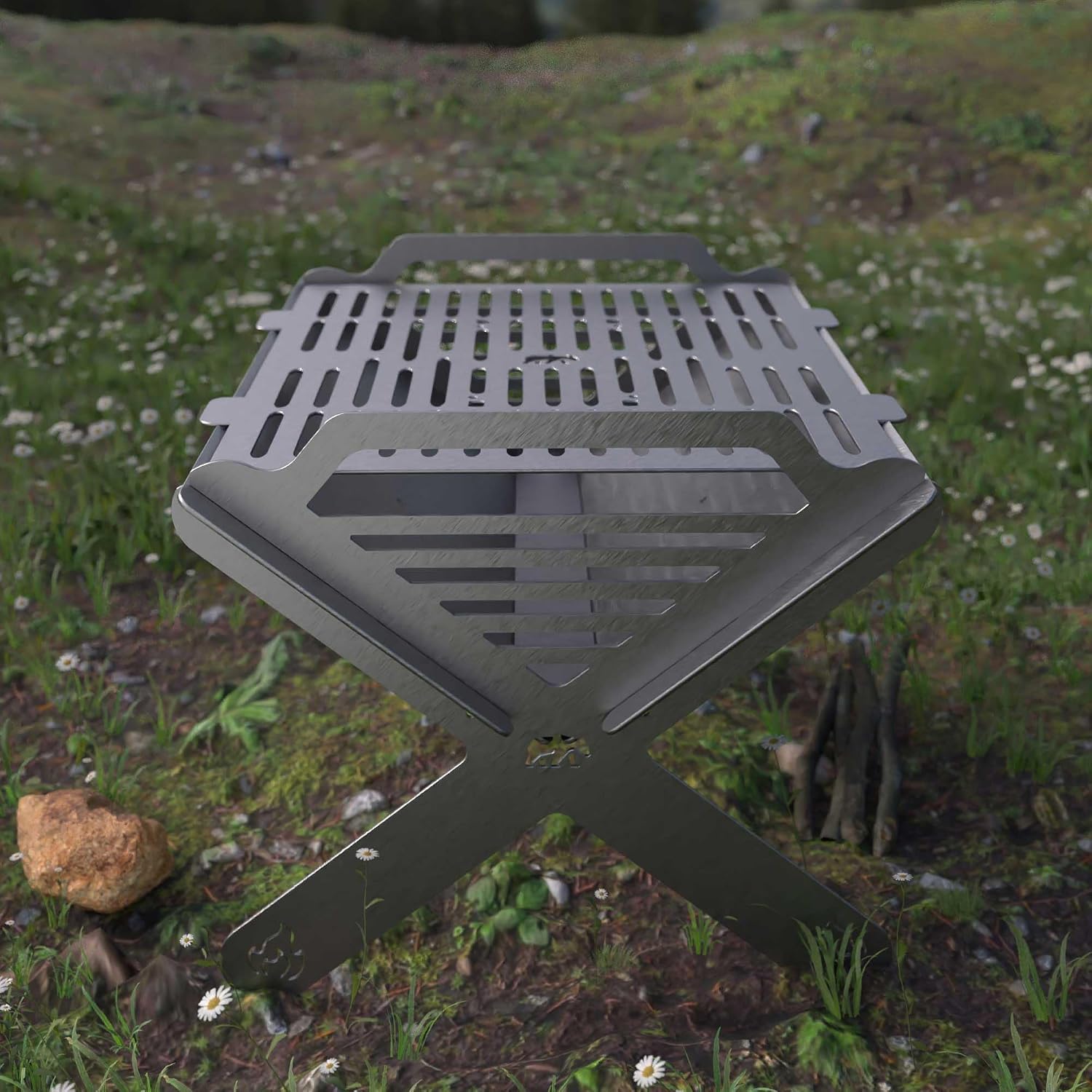 BBQ Grill Set | BBQ Grill with Stainless Steel Portable Instant Foldable Fire Set with Carrying Bag for Outdoor, Camping, Camp, Campfire (X-Grill)