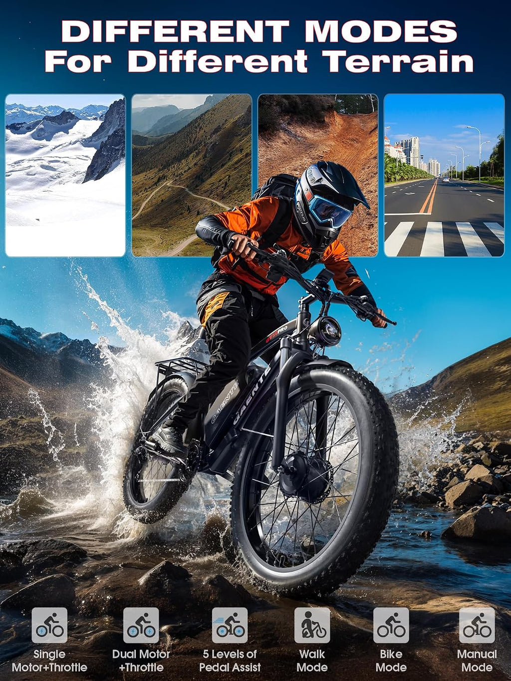 Electric Bike for Adults 9000w Peak Dual Motor Electric Bicycle 58V32Ah, 24'x4' Fat Tire Mountain E-Bike with Hydraulic Disc Brakes, Off-Road & Commuting (UL Certified)