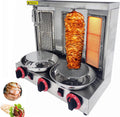 INTSUPERMAI Shawarma Grill Machine LP Gas Doner Kebab Machine Vertical Broiler Gyro Machine Meat Roasting Machine with 3 Burners Countertop Rotating Doner Kebab Oven for Home Commicial Restaurant Use