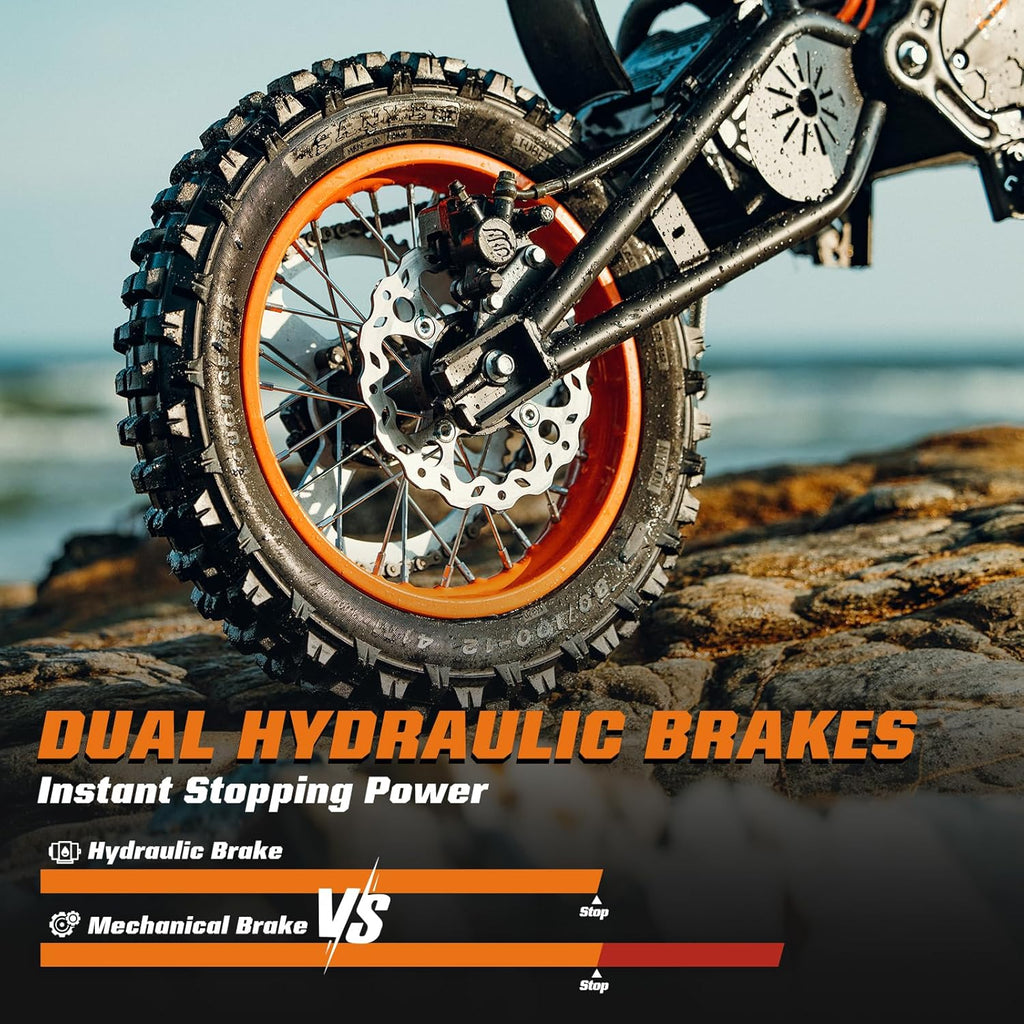 Windone RM7 Electric Dirt Bike, 48V 22.5Ah Up to 37MPH & 45-Mile Electric Motorcycle, 2200W Ebike, 14'/12' Off-Road Tire E-Bike, Dual Hydraulic Brakes, Full Suspension, Black & Orange