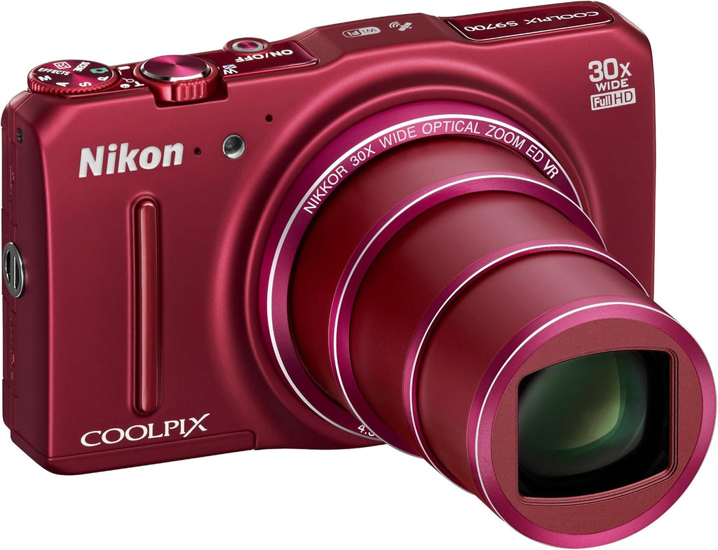 Nikon COOLPIX S9700 Compact Digital Camera - Red (16.0 MP, 30x Zoom) 3.0 inch