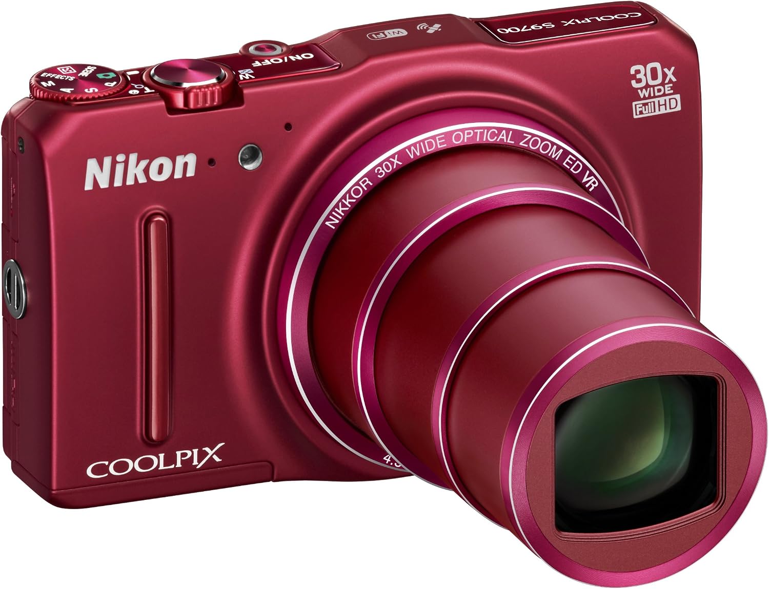 Nikon COOLPIX S9700 Compact Digital Camera - Red (16.0 MP, 30x Zoom) 3.0 inch