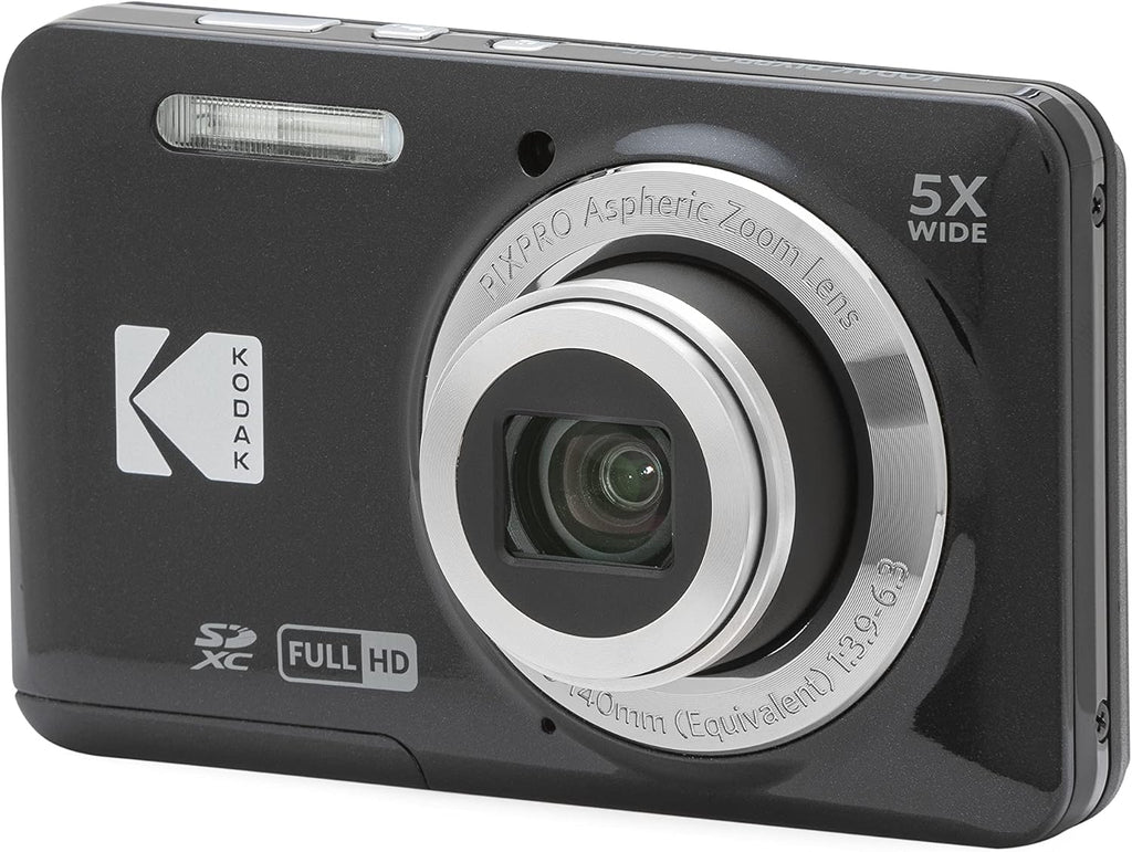 Kodak PIXPRO FZ55 Digital Camera (Black) + Point & Shoot Camera Case + Sandisk 128GB SDXC Memory Card
