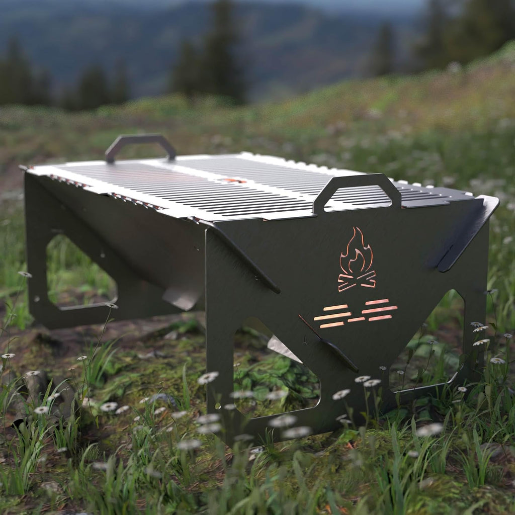 BBQ Grill Set | BBQ Grill with Stainless Steel Portable Instant Foldable Fire Set with Carrying Bag for Outdoor, Camping, Camp, Campfire (Easy Grill)