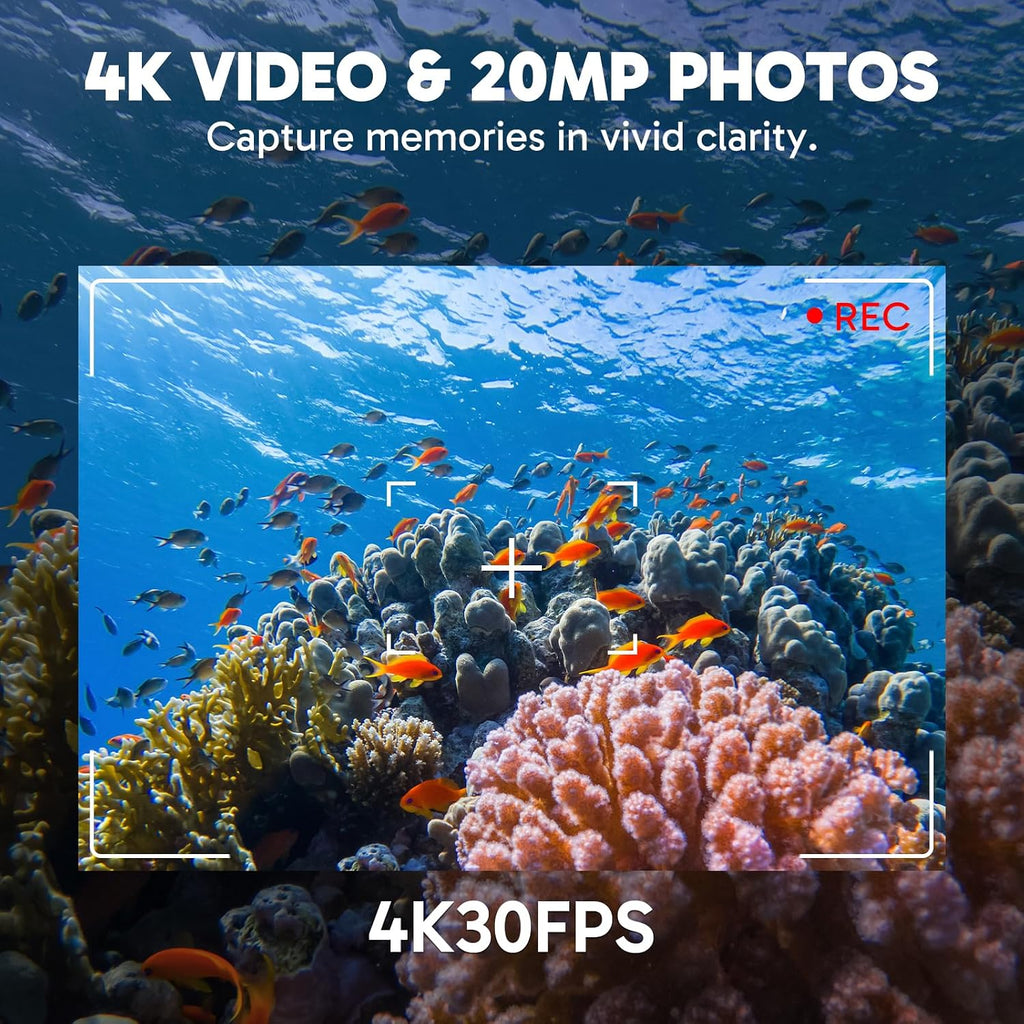 AKASO EK7000 Pro 4K30fps Action Camera with Touch Screen EIS 131ft Waterproof Underwater Camera Remote Control 5X Zoom with Helmet Accessories Kit (with 128GB MicroSD Card)