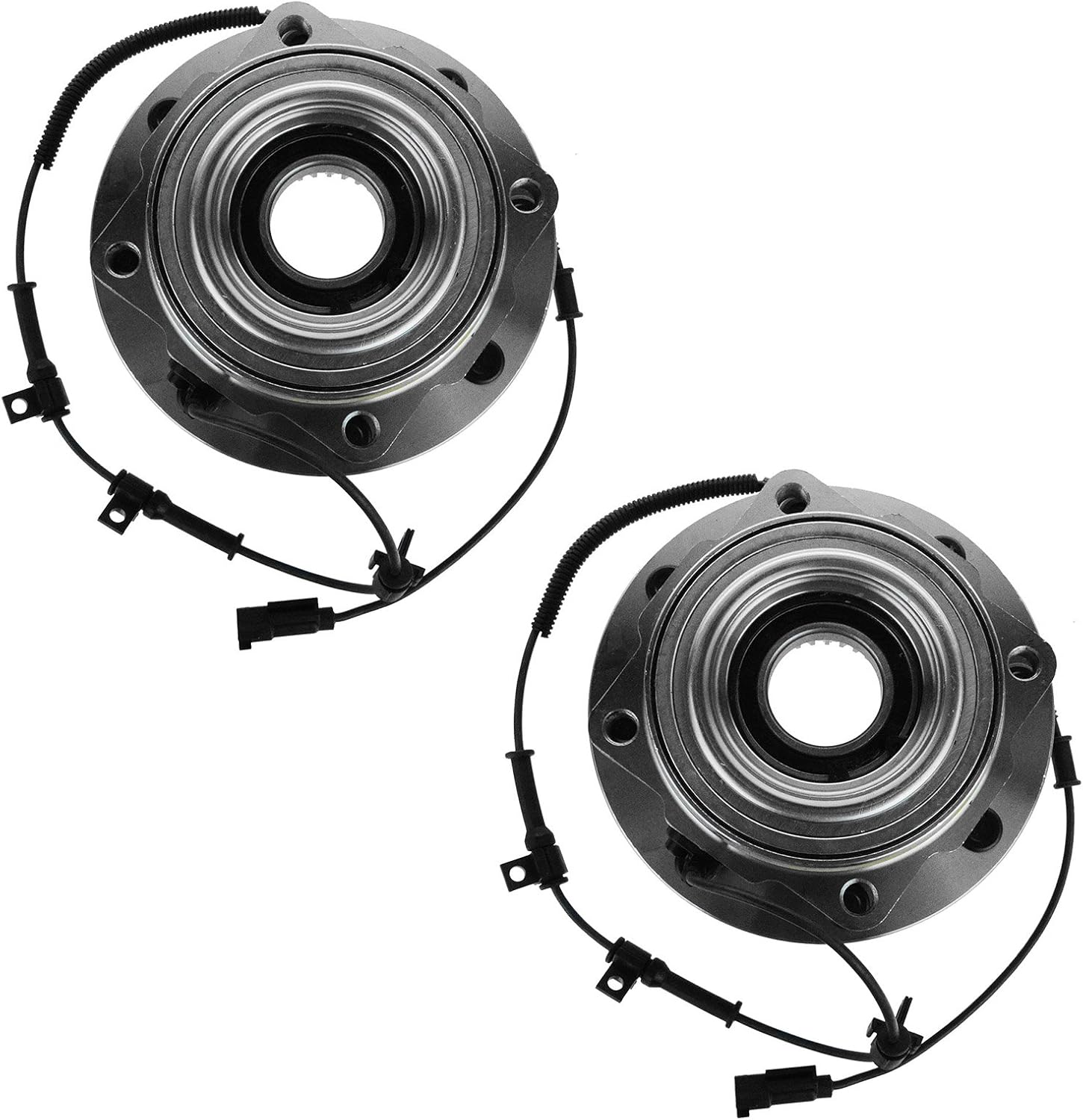 TRQ Front Left and Right Wheel Bearing and Hub Assembly Set 2 Piece Compatible with 2011-2016 Ford F-350 Super Duty 4 Wheel Drive Dual Rear Wheels DRW