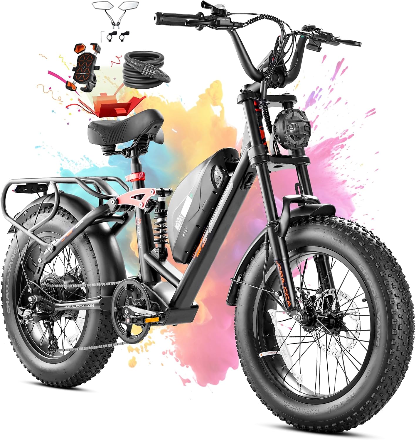 eAhora Luna 2/Terra 2/Luna/Terra Electric Bike for Adults 3000W/1500W Motor 33/31MPH 48V 20/15AH 80+Miles Long Range Ebike, 20'4.0 Fat Tire Full Suspension Dual Hydraulic Disc Brakes Electric Bicycle