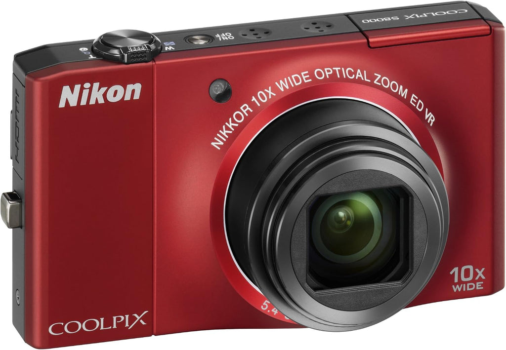 Nikon Coolpix S8000 14.2 MP Digital Camera with 10x Optical Vibration Reduction (VR) Zoom and 3.0-Inch LCD (Red)
