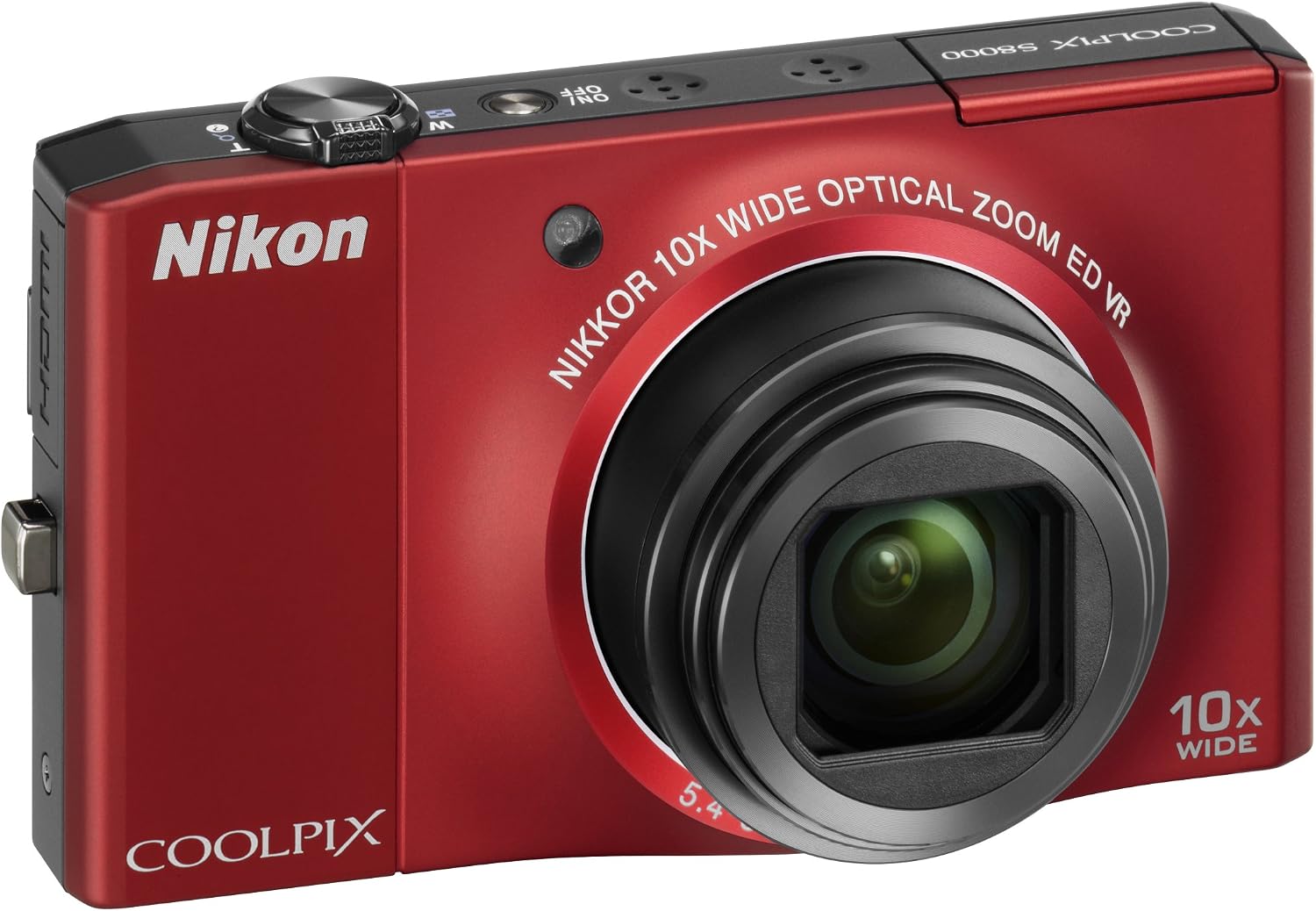 Nikon Coolpix S8000 14.2 MP Digital Camera with 10x Optical Vibration Reduction (VR) Zoom and 3.0-Inch LCD (Red)