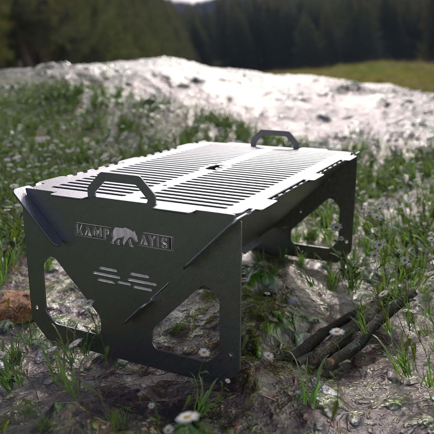 BBQ Grill Set | BBQ Grill with Stainless Steel Portable Instant Foldable Fire Set with Carrying Bag for Outdoor, Camping, Camp, Campfire (Easy Grill)