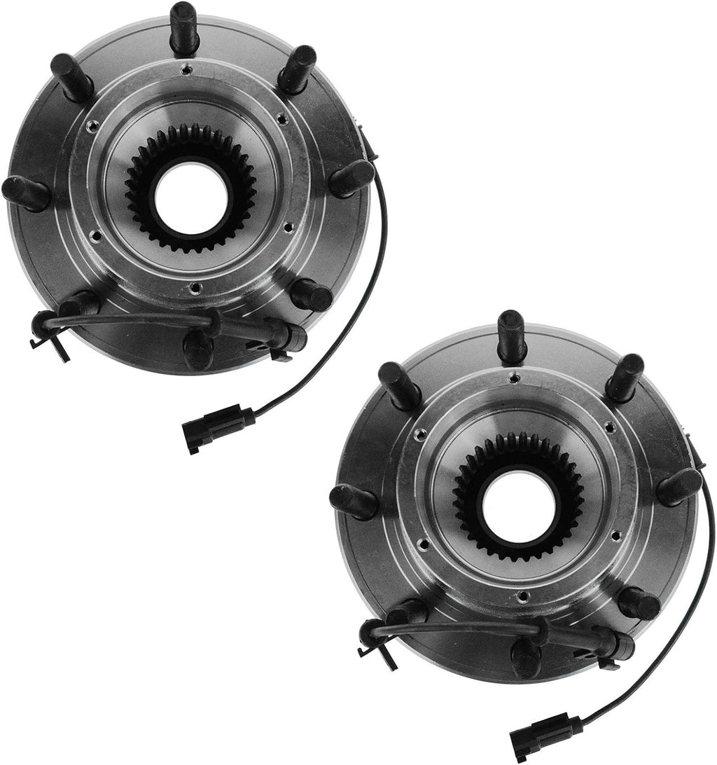 TRQ Front Left and Right Wheel Bearing and Hub Assembly Set 2 Piece Compatible with 2011-2016 Ford F-350 Super Duty 4 Wheel Drive Dual Rear Wheels DRW