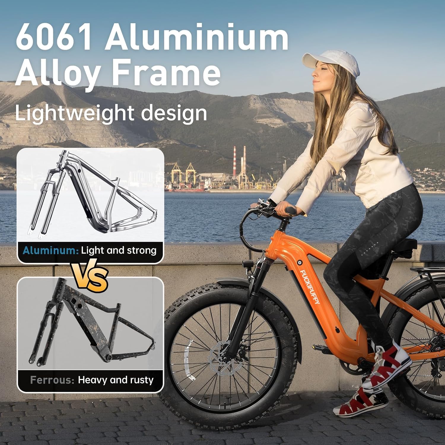 PUCKIPUPPY Electric Bike for Adults with 960W(Peak), 26' Fat Tire Electric Mountain Bike, 48V 15AH Removable Battery Ebike, 28MPH Aluminum Frame E Bike with Rear Storage Shelf