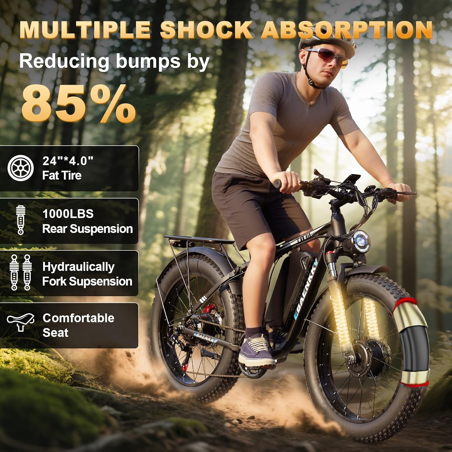 9000W Dual Motor Ebike,24' Fat Tire Electric Bike for Adults, 45MPH Fast 52V 34Ah Long Range, Dual Hydraulic Brakes Full Suspension, Snow/Mountain/Off-Road/Commute E-Bike