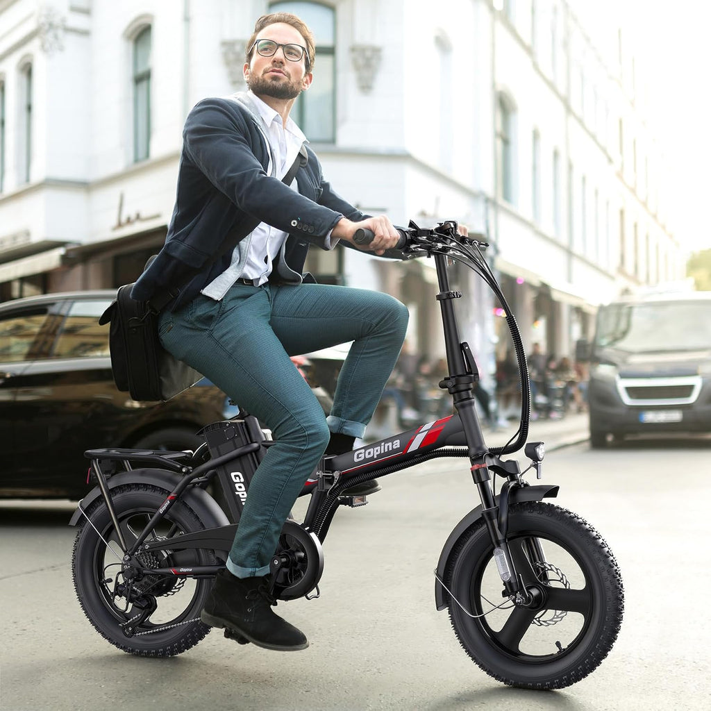 Vivi Gopina Electric Bike, 16' x 3.0 Fat Tire Electric Bike, Peak 500W Step Thru Electric Bicycle, 48V Removable Battery, Up to 40 Miles, LCD Display, 20mph, 7 Speed, SGS Certified to UL2849