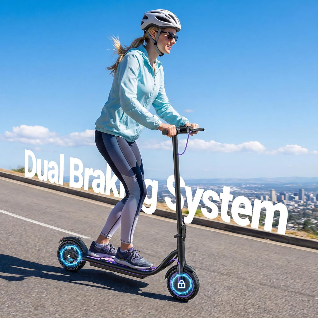 Electric Scooter, 350W-500W Motor, 19 MPH to 22MPH, 15-41 Miles Range, Dual Suspension, Dual Braking, App Control, Foldable Commuter E Scooter for Adults and Teens