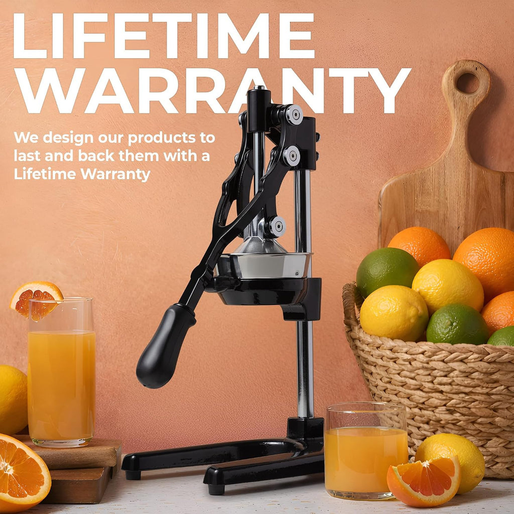 Zulay Kitchen Extra Tall Cast Iron Juicer - Fits Any Glass, Heavy Duty Manual Citrus Juicer with Detachable Strainers for Easy Cleaning, Perfect for Bartenders, Juice Lovers & Health Enthusiasts