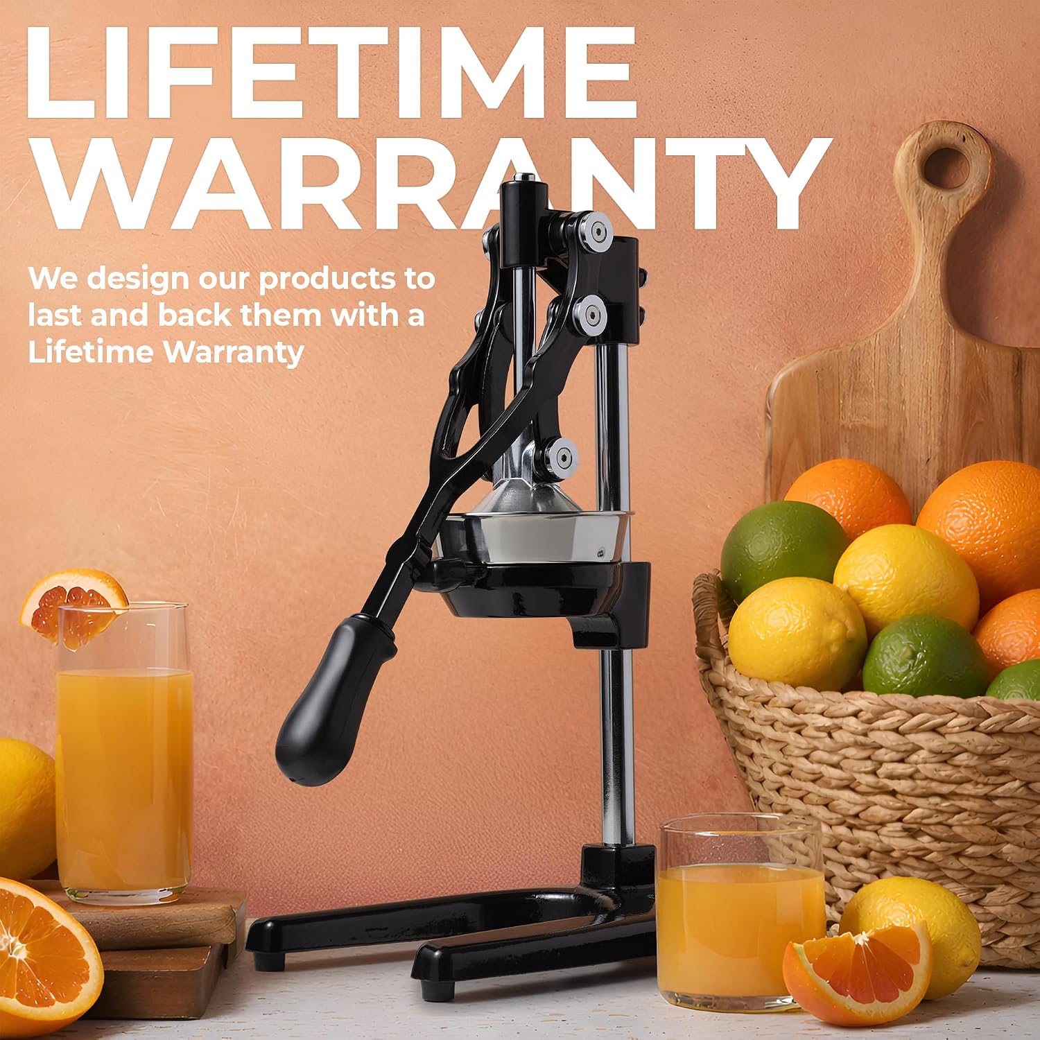 Zulay Kitchen Extra Tall Cast Iron Juicer - Fits Any Glass, Heavy Duty Manual Citrus Juicer with Detachable Strainers for Easy Cleaning, Perfect for Bartenders, Juice Lovers & Health Enthusiasts