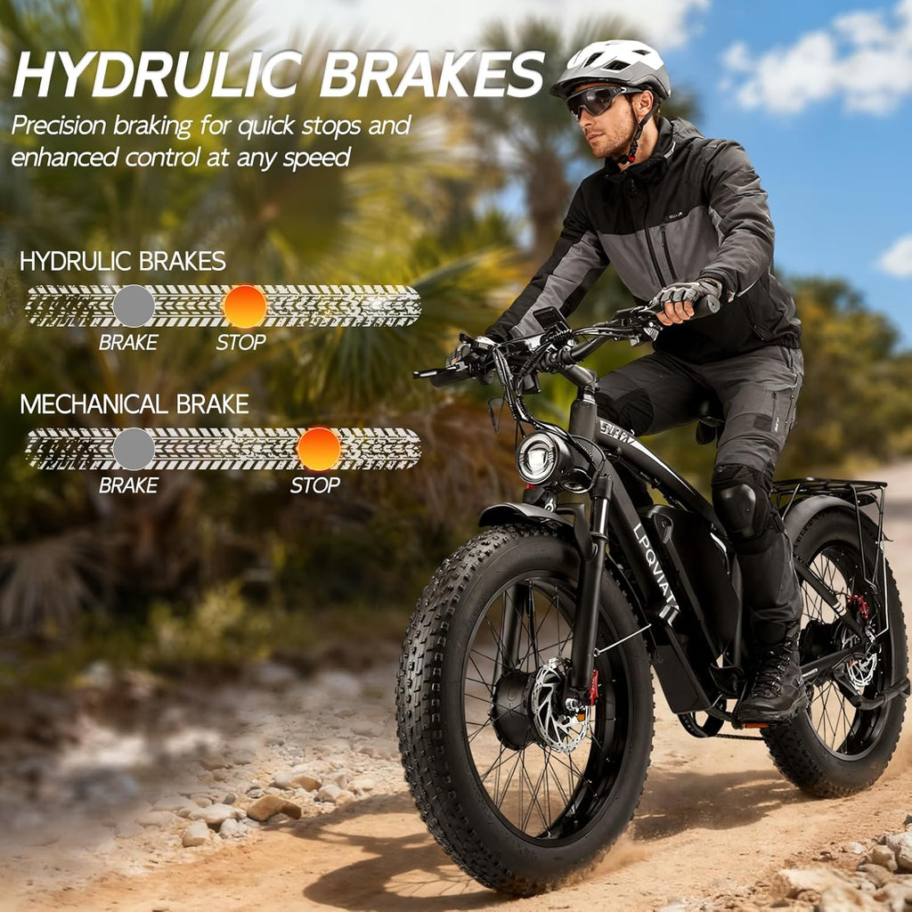 9000W Peak AWD-Ebike-Dual-Motor-Electric-Bike for Adults-Men, 52V 1768Wh Dual-Motor-Ebike 42-46M PH-Hunting-Ebike Long Range Dirtbike, 24'*4.0' Fat-Tire-Electric-Bicycle Mountain Bike Snow