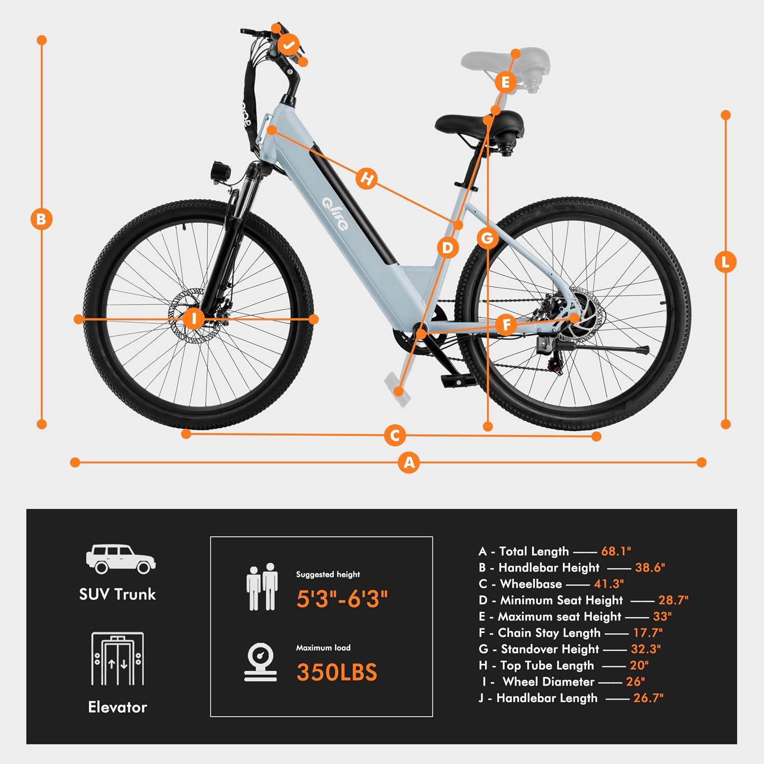 Qlife Cityone Electric Bike for Adults & Teens, Step-Through Commuter Ebike, 1000W Peak Motor, 55-Mile Range, 48V Removable Battery, 26-Inch City Tires, 7-Speed, Up to 25 MPH