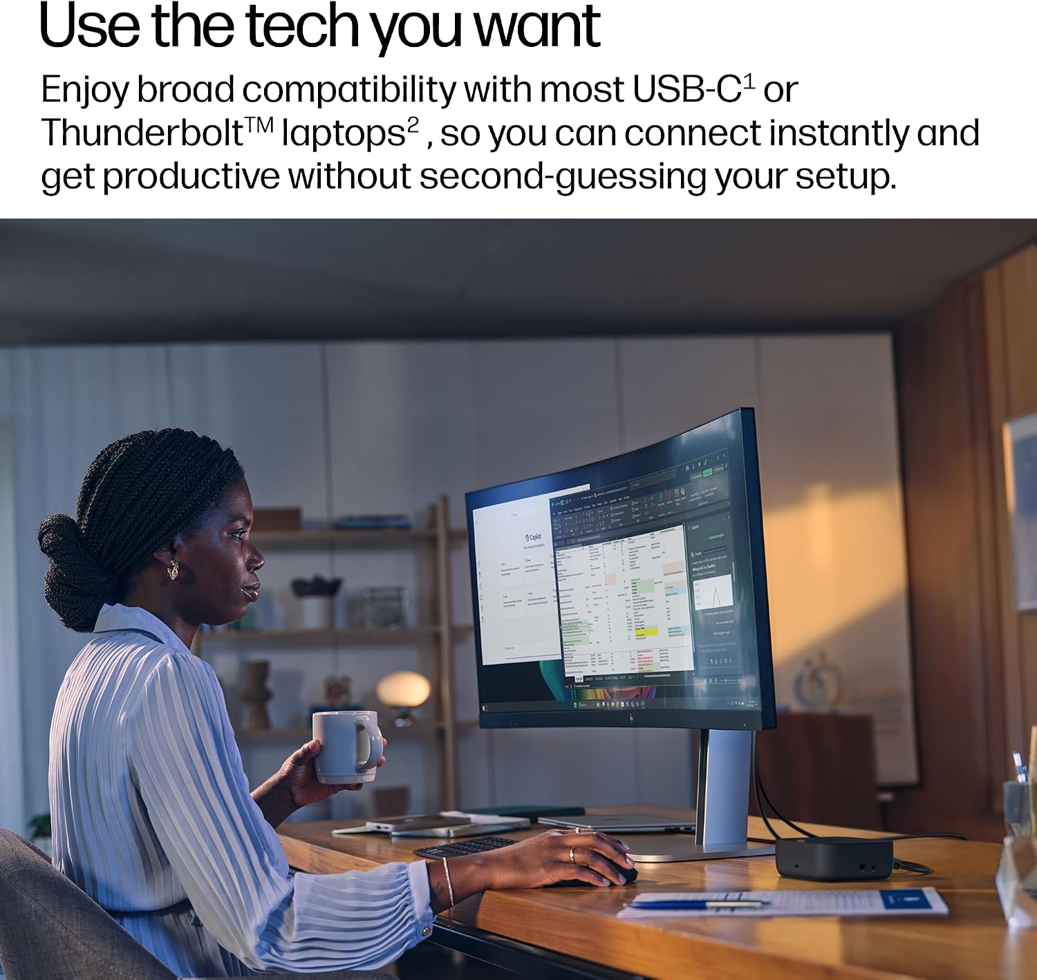 HP USB-C 100W G6 Dock, Future-Proof Design with Ambient LED Lighting and On-Screen Display Notifications, Additional USB-C Ports, Upgraded HDMI 2.1 Port, Upgraded to 120Hz Refresh Rate