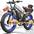 9000W-Peak-Dual-Motor-Ebike for Adults with 52V 34Ah 1768Wh Battery, 42-46MPH Full Suspension Electric Bike, 24'*4.0' Men Adult Fat Tire Mountain Snow Sand AWD Electric Bicycle Commuter