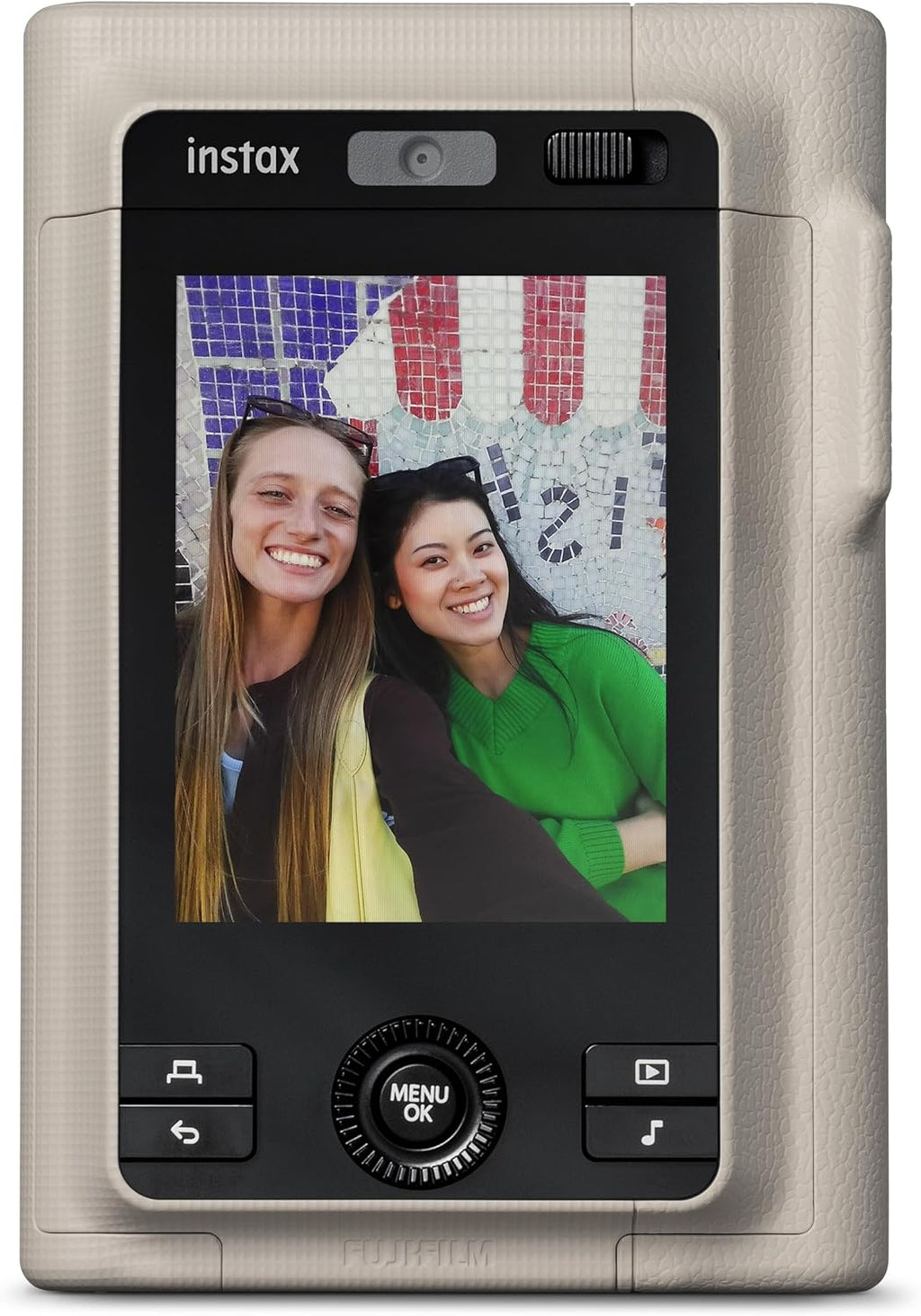 FUJIFILM instax mini LiPlay+ Hybrid Instant Camera - Sand Beige
